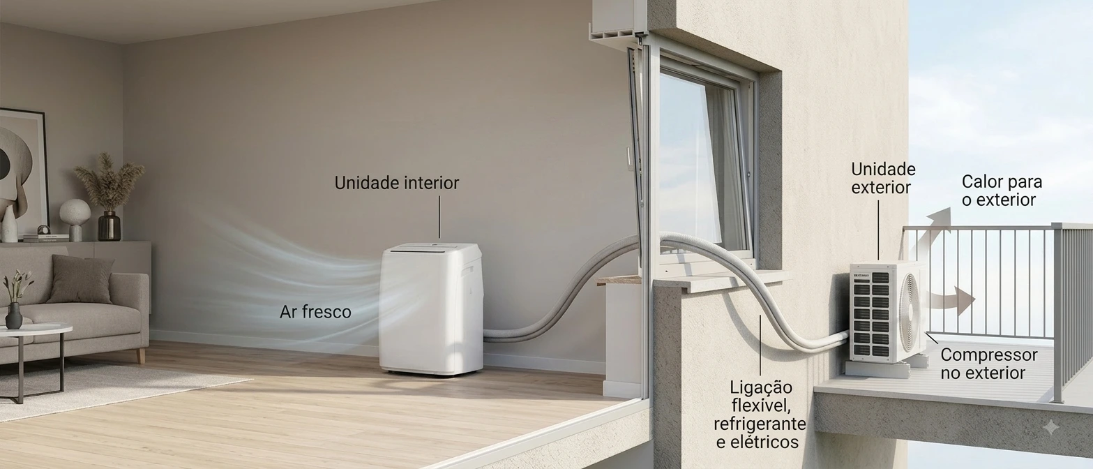Midea PortaSplit com unidade interior e unidade exterior