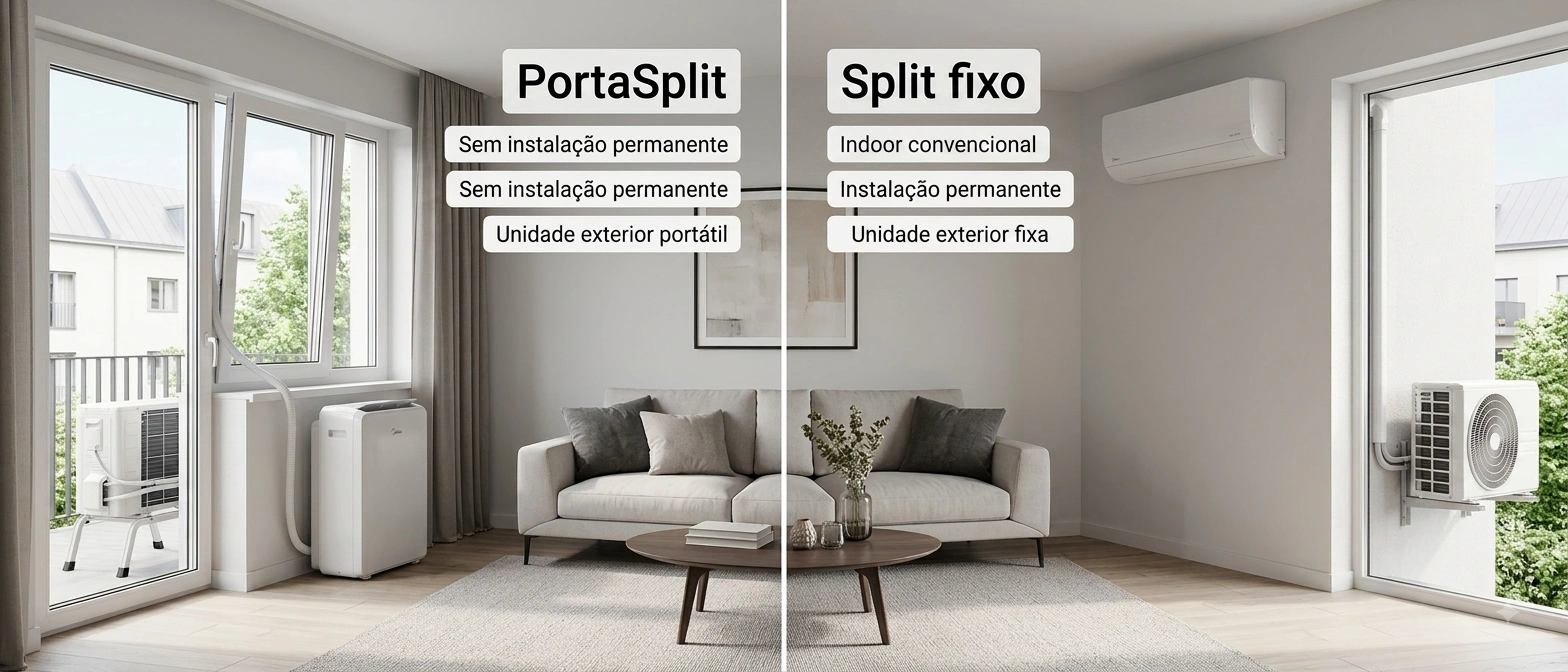 Comparação entre split portátil e ar condicionado split fixo